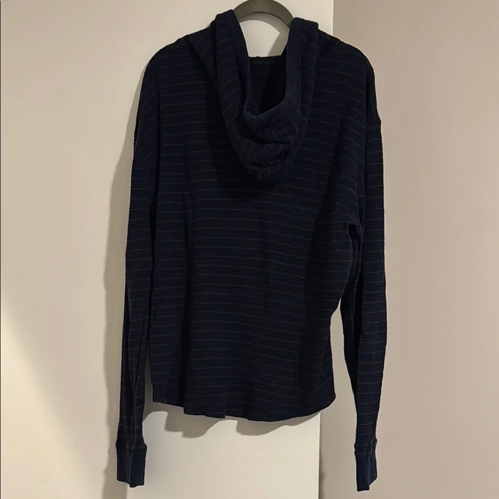 Lucky Brand Navy Thin-Stripe Long Sleeve Hooded Henley - Picture 6 of 6